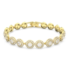 SWAROVSKI Una Angelic Tennis bracelet (Round cut, Pavé, Medium, White, Gold-tone plated) - Vòng/lắc tay pha lê trắng, dây vàng - JEWELRY