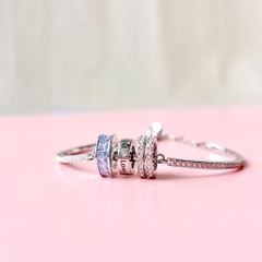 SWAROVSKI Connexus bracelet (Mixed cuts, `Love is around`, Blue, Rhodium) - Vòng, lắc tay, vòng tròn đính pha lê xanh, trắng - JEWELRY BRACELET