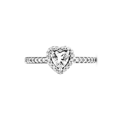 PANDORA Elevated Heart Ring (Silver Sterling, Clear Zirconia) - Nhẫn hình trái tim, bạc 925, đá CZ trắng