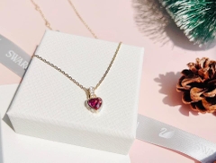 SWAROVSKI Stilla pendant (Heart, Red, Gold-tone plated) - Dây cổ, dây chuyền hình tim màu đỏ hồng - SWAROVSKI - JEWELRY NECKLACE