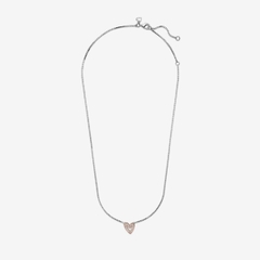 PANDORA Sparkling Freehand Heart Necklace (Sterling Silver, 14k Rose-gold plated) - Dây chuyền/ cổ bạc 925, mặt trái tim mạ vàng hồng 14k - JEWELRY