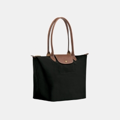 LAGRE SIZE - TÚI LONGCHAMP LE PLIAGE ORIGINAL TOTE BAG - BLACK - Túi xách màu đen, quai nắp nâu