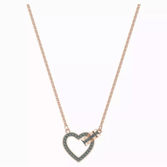 SWAROVSKI Lovely necklace (Heart, Grey, Rose gold-tone plated) - Dây cổ, dây chuyền HÌNH TIM PHỐI ĐÁ - SWAROVSKI - JEWELRY NECKLACE
