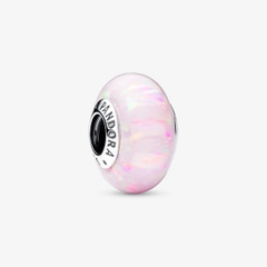 PANDORA Opalescent Pink Charm (Silver Sterling, Opal Lap-created) - Hạt trang trí vòng tay hình tròn, tone hồng, bạc 925 - JEWELRY