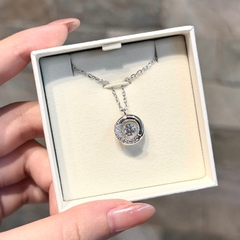 CHÍNH HÃNG - SWAROVSKI Dextera pendant (Round cut, White, Rhodium plated) - Dây cổ, chuyền, pha lê trắng - JEWELRY NECKLACE