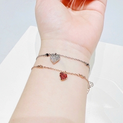 SWAROVSKI Crystal Wishes bracele (Set 2, Heart, Red, Mixed metal finish) - Bộ gồm 2 Vòng, lắc tay tim trắng và đỏ - JEWELRY BRACELET