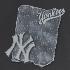MLB Denim-like monotiv overfit functional short-sleeve T-shirt New York Yankees Charcoal - Áo thun cổ tròn, tay lở màu than chì