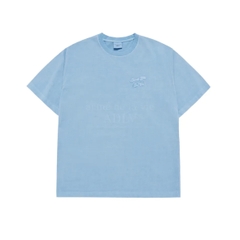 ADLV APPLIQUE LOGO PIGMENT TSHIRT BLUE - Áo thun cổ tròn tay lỡ màu xanh