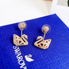 SWAROVSKI Facet Swan Pierced earrings (Swan, White, Rose-gold tone plated) - Khuyên tai thiên nga - JEWELRY