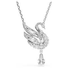 SWAROVSKI Swan pendant (Swan, White, Rhodium plated) - Dây cổ, chuyền thiên nga, pha lê trắng - JEWELRY NECKLACE