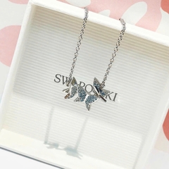 CHÍNH HÃNG - SWAROVSKI Idyllia Lilia necklace (Butterfly, Blue, Rhodium plated) - Dây cổ, chuyền hình bướm, pha lê trắng/xanh - JEWELRY NECKLACE