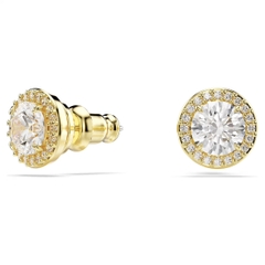 SWAROVSKI Una Angelic stud earrings (Round cut, Gold-tone plated) - Khuyên tai, pha lê tròn, màu vàng - JEWERY