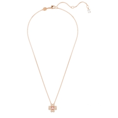 SWAROVSKI Idyllia pendant (Clover, White, Rose gold-tone plated) - Dây cổ, dây chuyền lá, pha lê hồng - JEWELRY NECKLACE