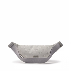 MLB Jacquard Monogram Charcoal Grey hip sack bag - Túi đeo hông, túi bao tử màu xám trắng