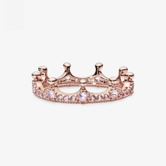 PANDORA Pink Sparkling Crown Ring (Rose-gold 14k plated, Pink Crystal) - Nhẫn mạ vàng hồng 14k, hình vương miệng lấp lánh, đá pha lê hồng - RINGS JEWELRY