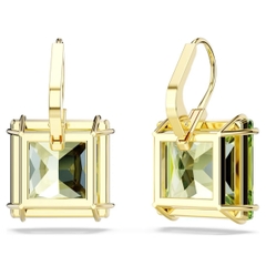 SWAROVSKI Millenia drop earrings (Square cut, Green, Gold-tone plated) - Khuyên tai pha lê xanh lá - JEWELRY