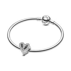 PANDORA Charm Moments HEART (Silver Sterling, Zircona) - Hạt trang trí vòng, lắc tay hình trái tim, bạc 925, đá CZ