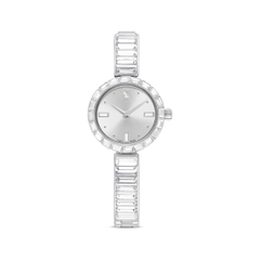 SWAROVSKI Matrix Bangle watch (Swiss Made, Crystal bracelet, White silver) - Đồng hồ, mặt tròn, dây kim loại, đính đá pha lê màu trắng - JEWELRY