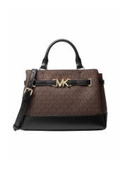 Túi MK Michael Kors Reed Small Pebbled Leather Belted Satchel Two-Tone Brown Bag - Túi xách, túi đeo chéo màu nâu