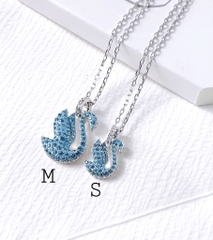 SWAROVSKI Swan pendant (Swan, M or S size, Blue, Rhodium plated) - Dây cổ, dây chuyền thiên nga xanh - JEWELRY NECKLACE