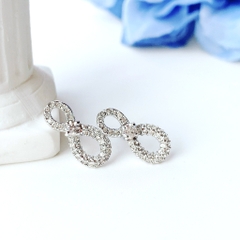 SWAROVSKI Hyperbola earrings (Infinity, White, Rhodium plated) - Khuyên tai, hình vô cực vĩnh cửu, màu trắng- JEWERY