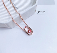 SWAROVSKI Sparkling Dance pendant (Round cut, Oval shape, Red, Rose gold-tone plated) - Dây chuyền pha lê đỏ chuyển động - JEWELRY NECKLACE
