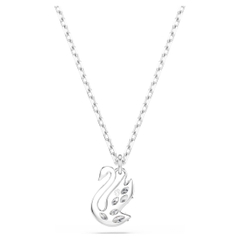 SWAROVSKI Swan pendant (Mixed cuts, White, Rhodium plated) - Dây cổ/chuyền, pha lê trắng, thiên nga - JEWELRY NECKLACE