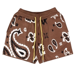 QUẦN MNML PAISLEY KNIT SHORTS BROWN - QUẦN NGẮN MÀU NÂU HOẠ TIẾT