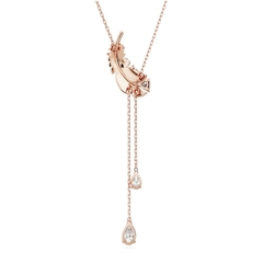 SWAROVSKI Nice Y pendant (Feather, White, Rose gold-tone plated) - Dây cổ, dây chuyền lông vũ hồng vàng dáng thả dài - SWAROVSKI - JEWELRY NECKLACE