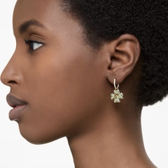 SWAROVSKI Idyllia drop earrings (Clover, Green, Gold-tone plated) - Khuyên tai lá, pha lê xanh - JEWELRY