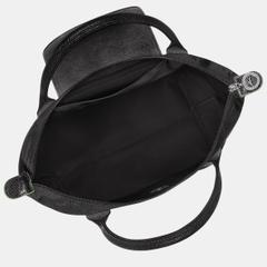 SMALL SIZE - TÚI LONGCHAMP LE PLIAGE NOIR GREEN S HAND BAG - BLACK - Túi xách màu đen, quai nắp đen