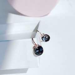 SWAROVSKI Bella V drop earrings (Round cut, Gray, Rose gold-tone plated) - Khuyên tai, pha lê xám - JEWERY