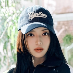 Mũ MLB Culsive Lettering Denim Unstructured Ball Cap New York Yankees NAVY DENIM