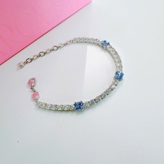 CHÍNH HÃNG - SWAROVSKI Matrix Tennis bracelet (Mixed cut, Blue, Rhodium plated) - Vòng/lắc tay đá pha lê trắng phối xanh - JEWELRY