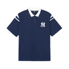 Áo MLB Varsity shoulder color overfit collar polo shirt New York Yankees NAVY