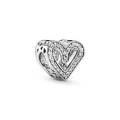 PANDORA Charm Moments HEART (Silver Sterling, Zircona) - Hạt trang trí vòng, lắc tay hình trái tim, bạc 925, đá CZ