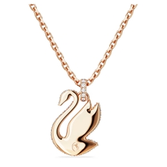 SWAROVSKI Swan pendant (Medium, Pink, Rose gold-tone plated) - Dây cổ, dây chuyền, hình thiên nga, pha lê hồng - JEWELRY NECKLACE