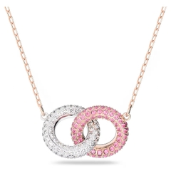 SWAROVSKI Dextera necklace (Intertwined circles, Pink, Rose gold-tone) - Dây cổ, dây chuyền, pha lê hồng, vòng tròn - JEWELRY NECKLACE