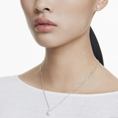 SWAROVSKI Matrix set (Crystal pearl, Round cut, White, Rhodium plated) - EARRINGS & NECKLACE - Khuyên tai + dây cổ, ngọc trai pha lê trắng - JEWELRY