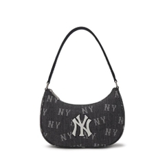 TÚI MLB MONOGRAM NEW YORK NY DENIM BLACK HOBO BAG