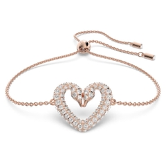 SWAROVSKI Una bracelet (Heart, Medium, White, Rose gold-tone plated) - Vòng/lắc tay hình tim, màu hồng vàng - SWAROVSKI - JEWELRY