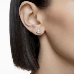 SWAROVSKI Matrix stud earrings (Trilliant cut, White, Rhodium plated) - Khuyên tai pha lê trắng - JEWERY