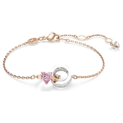CHÍNH HÃNG - SWAROVSKI Connexus bracelet (Mixed cuts, Heart, Pink, Mixed metal finish) - Vòng, lắc tay, trái tim hồng nhẫn, mạ tone gold - JEWELRY BRACELET
