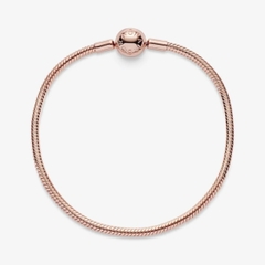Pandora Moments Snake Chain Bracelet (Round Clasp, Rose-gold 14k plated) - Vòng/lắc tay hỗn hợp kim loại mạ vàng hồng 14k, khoá tròn, dáng mềm