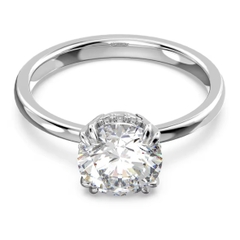 SWAROVSKI Stilla cocktail ring (Round cut, White, Rhodium plated) - RINGS - Nhẫn pha lê trắng - JEWELRY