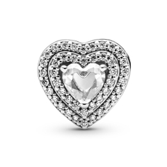 CHÍNH HÃNG - PANDORA Sparkling Levelled Hearts Charm (14K Rosegold plated / Silver Sterling 925, Zircona) Hạt trang trí vòng tay hình trái tim