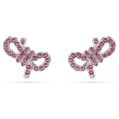 SWAROVSKI Lifelong Bow stud earrings (Bow, Pink, Rhodium plated) - Khuyên tai, hình nơ, pha lê hồng - JEWERY