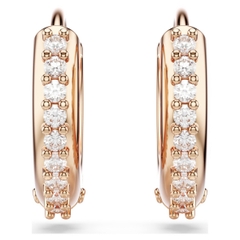 SWAROVSKI Matrix hoop earrings (Round cut, White, Rose gold-tone plated) - Khuyên tai, vòng tròn đính pha lê - JEWERY