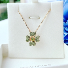 SWAROVSKI Idyllia pendant (Clover, Green, Gold-tone plated) - Dây cổ, dây chuyền lá, pha lê xanh - JEWELRY NECKLACE