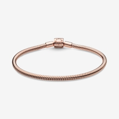 Pandora Moments Snake Chain Bracelet (Barrel Clasp, Metal blend, 14k Rose-gold plating) - Vòng/lắc tay hợp kim mạ vàng hồng 14k, khoá trụ, dáng mềm - JEWELRY BRACELET